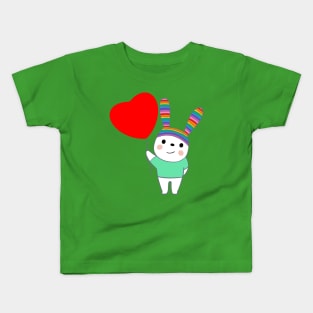 Lovely Bunny with Love Balloon Kids T-Shirt